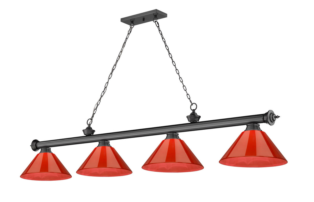 Z-Lite 2306-4BP-ARBG Four Light Billiard, Bronze Plate
