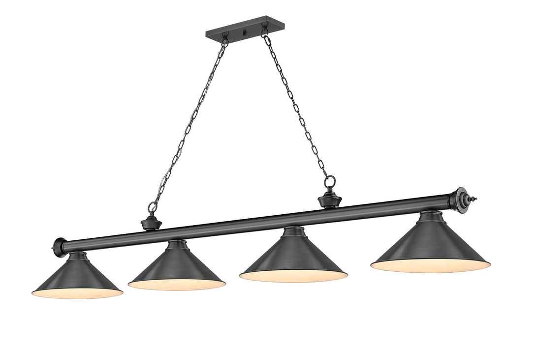 Z-Lite 2306-4BP-BP15 Four Light Billiard, Bronze Plate
