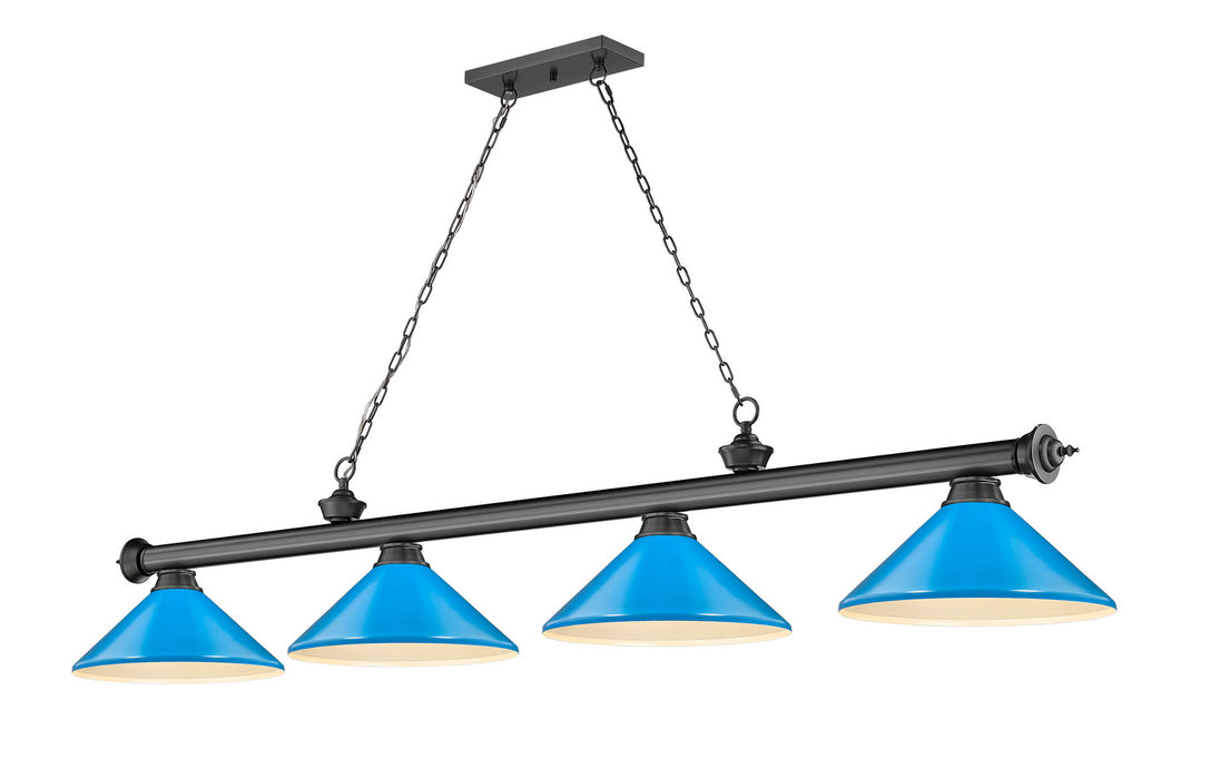 Z-Lite 2306-4BP-MEB Four Light Billiard, Bronze Plate