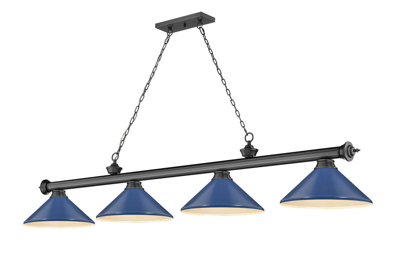 Z-Lite 2306-4BP-MNB Four Light Billiard, Bronze Plate