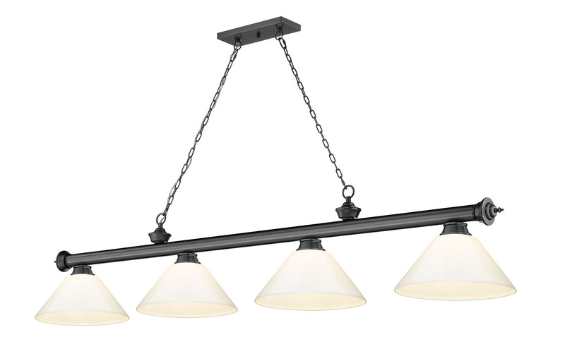 Z-Lite 2306-4BP-PWH Four Light Billiard, Bronze Plate