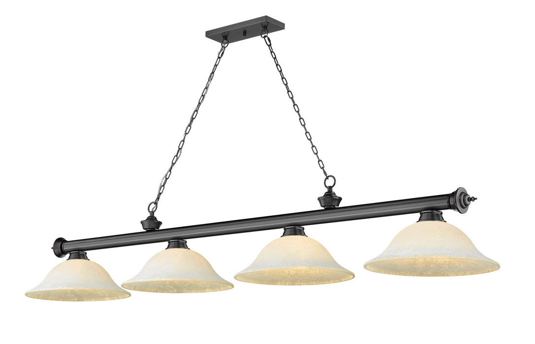 Z-Lite 2306-4BP-WM16 Four Light Billiard, Bronze Plate