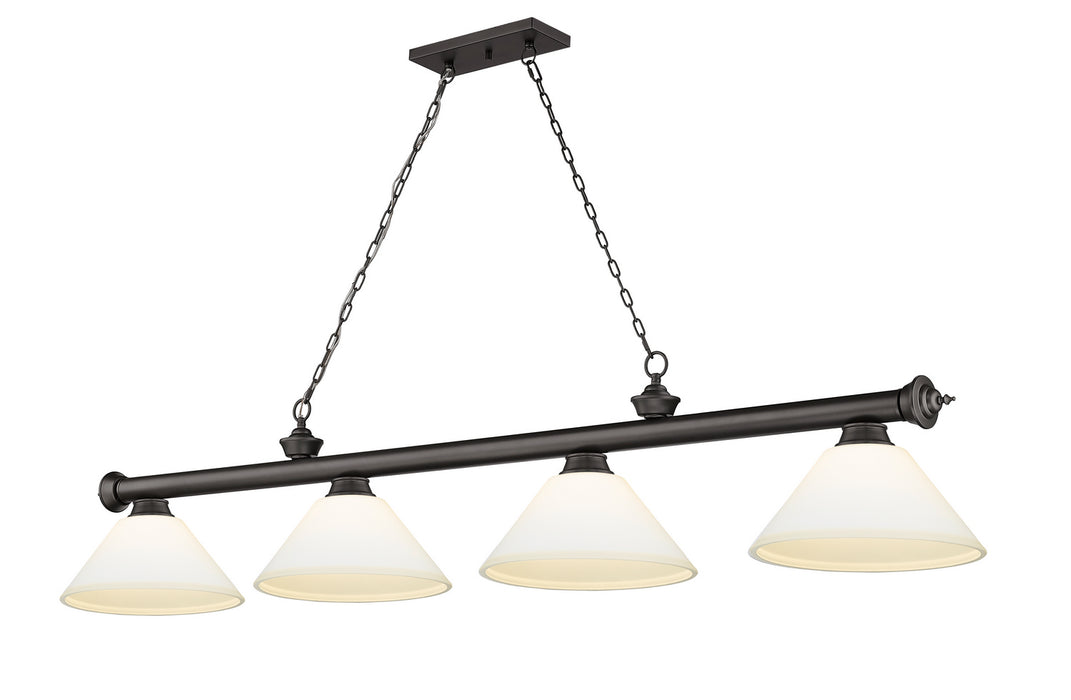Z-Lite 2306-4BRZ-AMO14 Four Light Billiard, Bronze