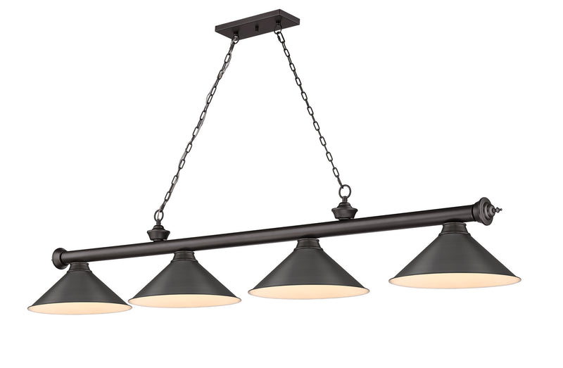 Z-Lite 2306-4BRZ-BRZ15 Four Light Billiard, Bronze