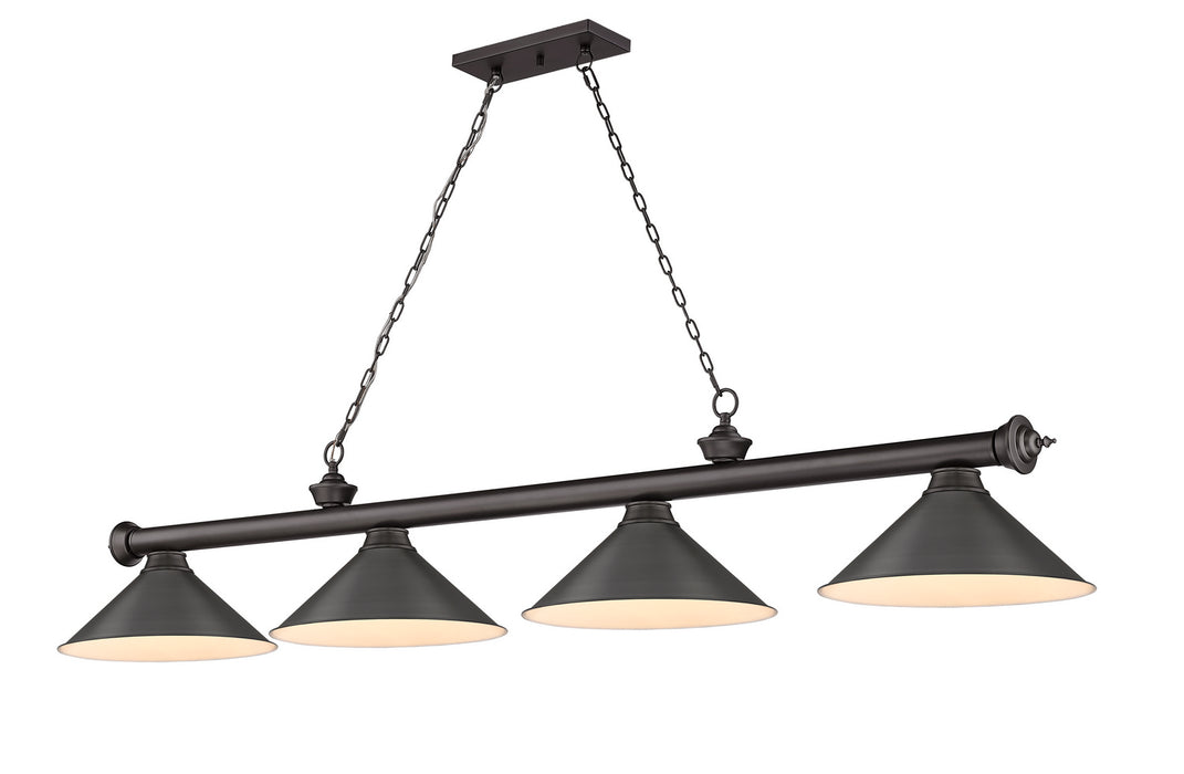 Z-Lite 2306-4BRZ-BRZ15 Four Light Billiard, Bronze