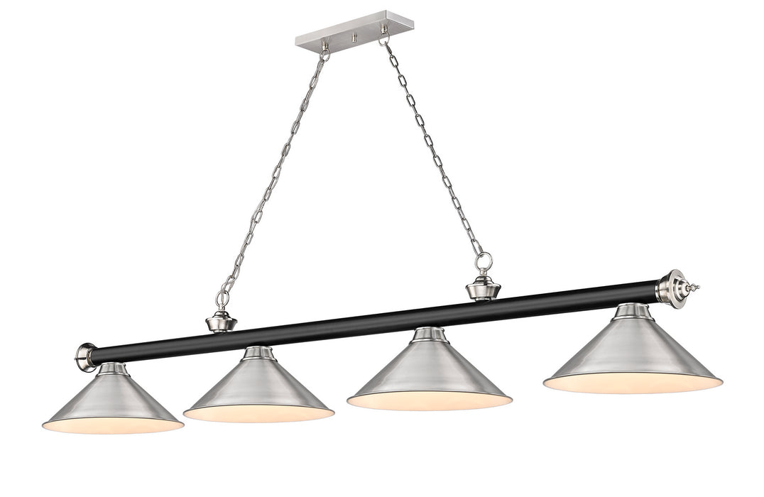 Z-Lite 2306-4MB-BN-BN15 Four Light Billiard, Matte Black + Brushed Nickel