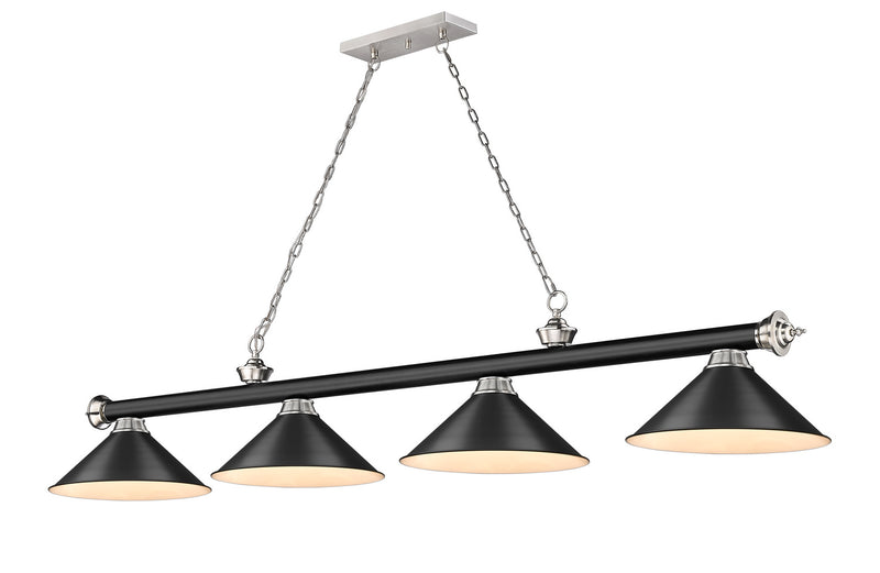 Z-Lite 2306-4MB-BN-MB15 Four Light Billiard, Matte Black + Brushed Nickel