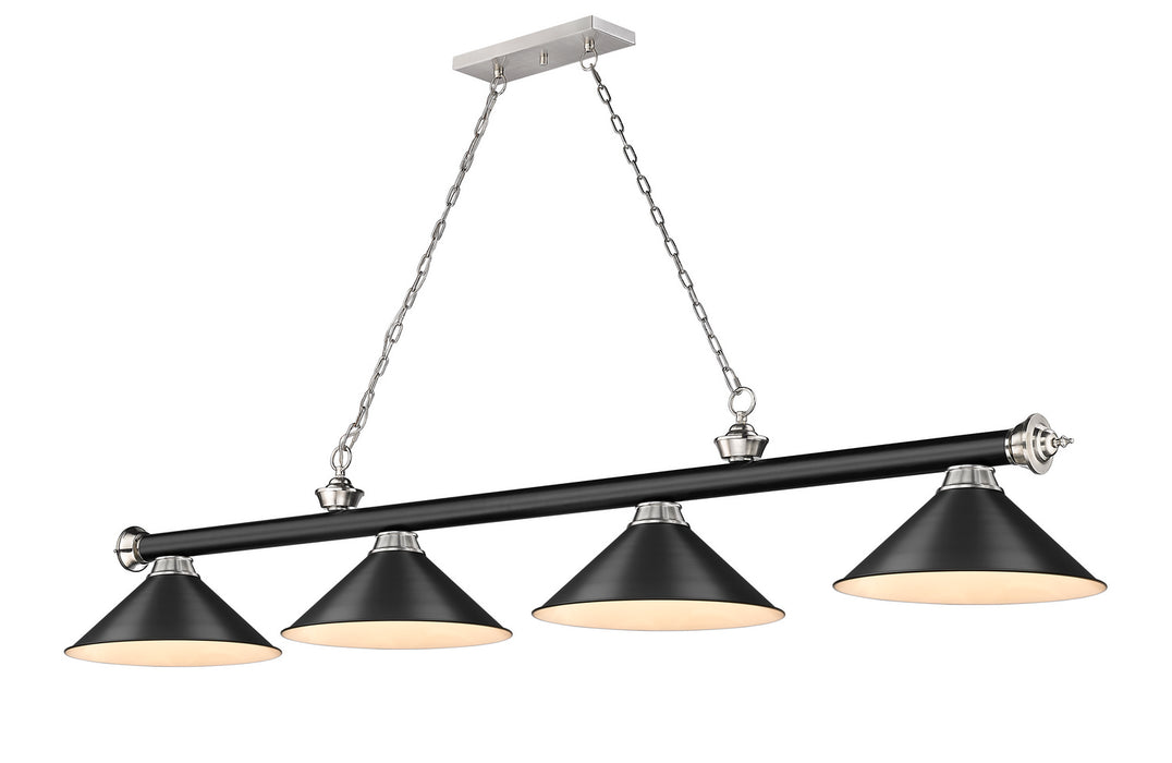 Z-Lite 2306-4MB-BN-MB15 Four Light Billiard, Matte Black + Brushed Nickel