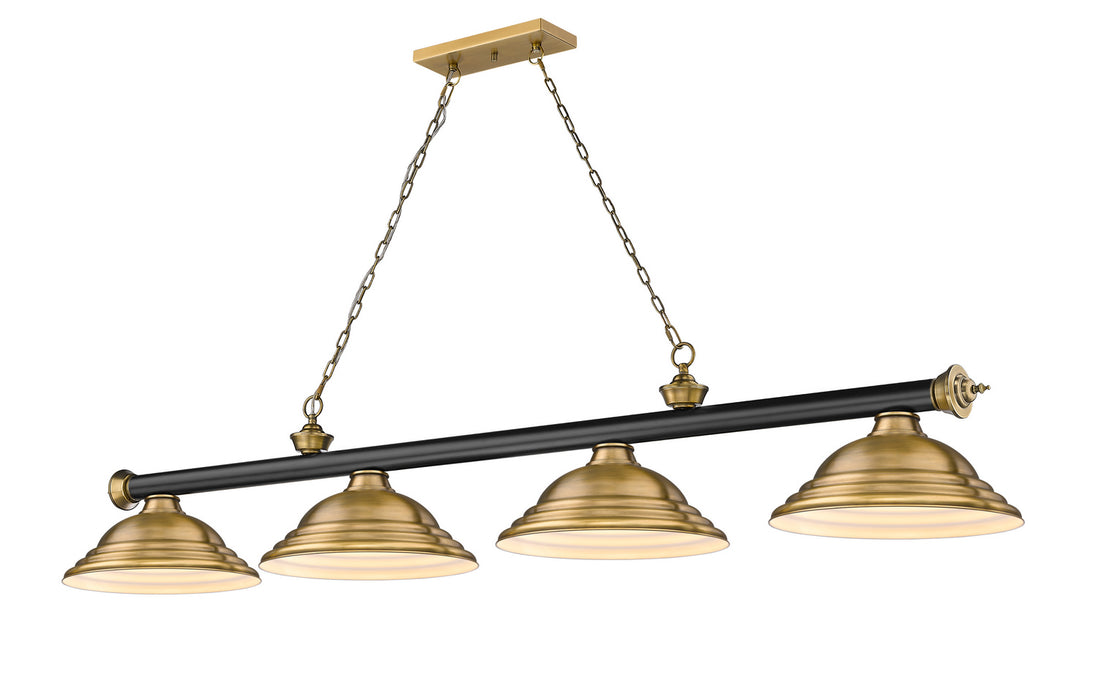 Z-Lite 2306-4MB-RB-SRB Four Light Billiard, Matte Black + Rubbed Brass