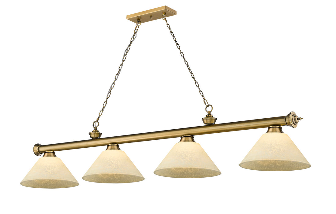 Z-Lite 2306-4RB-AGM14 Four Light Billiard, Rubbed Brass