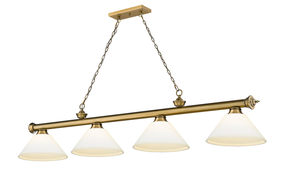 Z-Lite 2306-4RB-AMO14 Four Light Billiard, Rubbed Brass
