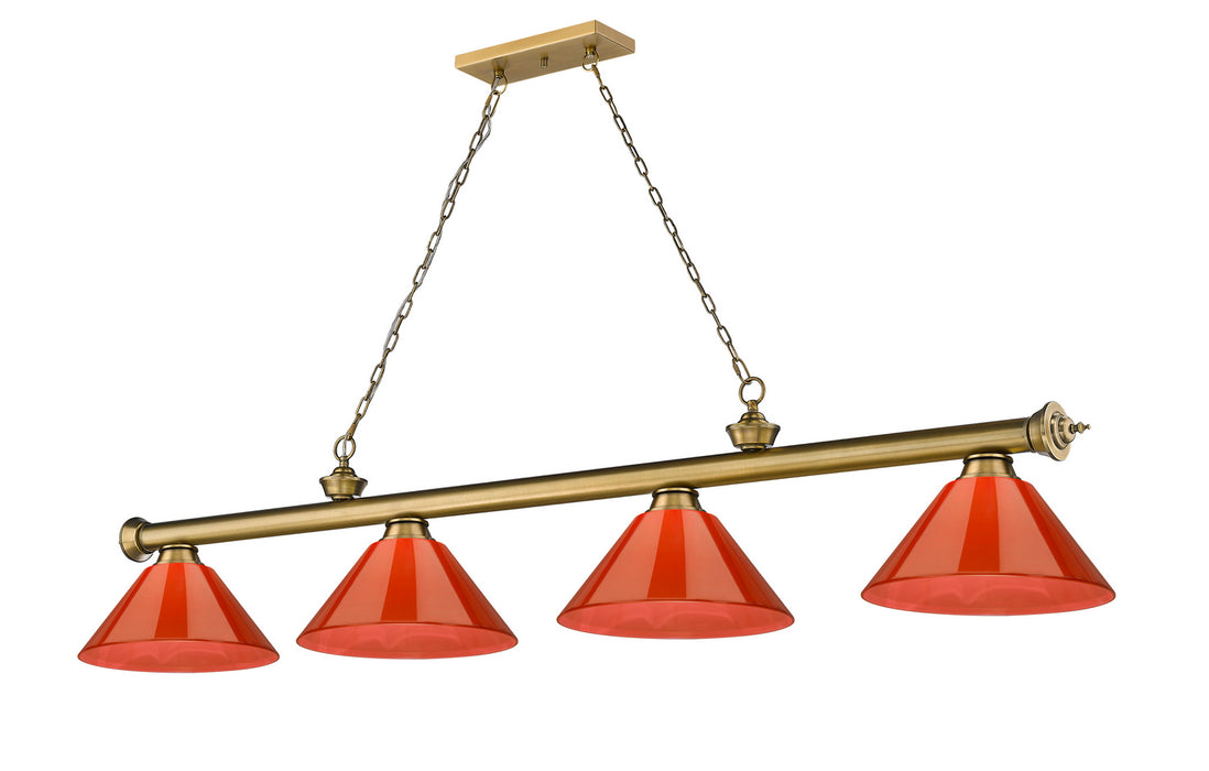 Z-Lite 2306-4RB-ARBG Four Light Billiard, Rubbed Brass