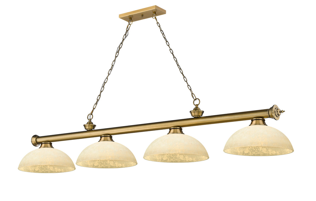 Z-Lite 2306-4RB-DGM14 Four Light Billiard, Rubbed Brass