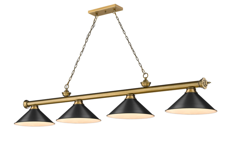 Z-Lite 2306-4RB-MB15 Four Light Billiard, Rubbed Brass