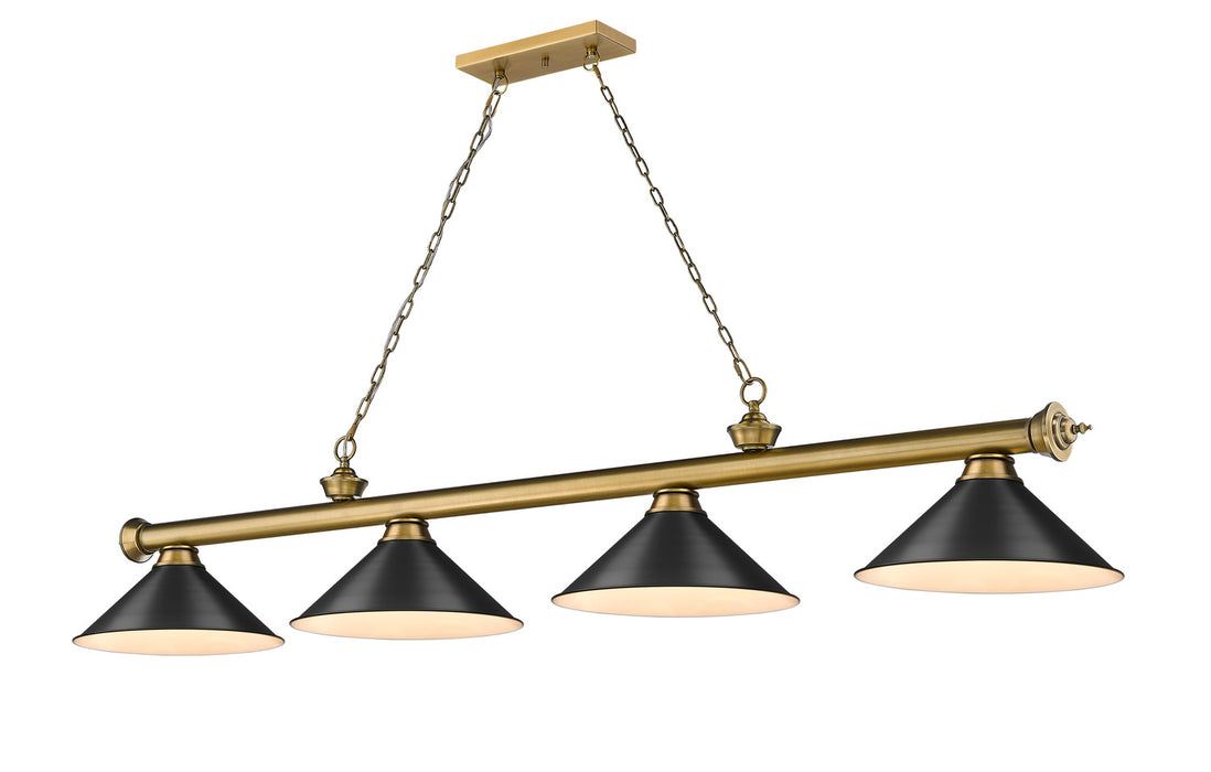 Z-Lite 2306-4RB-MB15 Four Light Billiard, Rubbed Brass