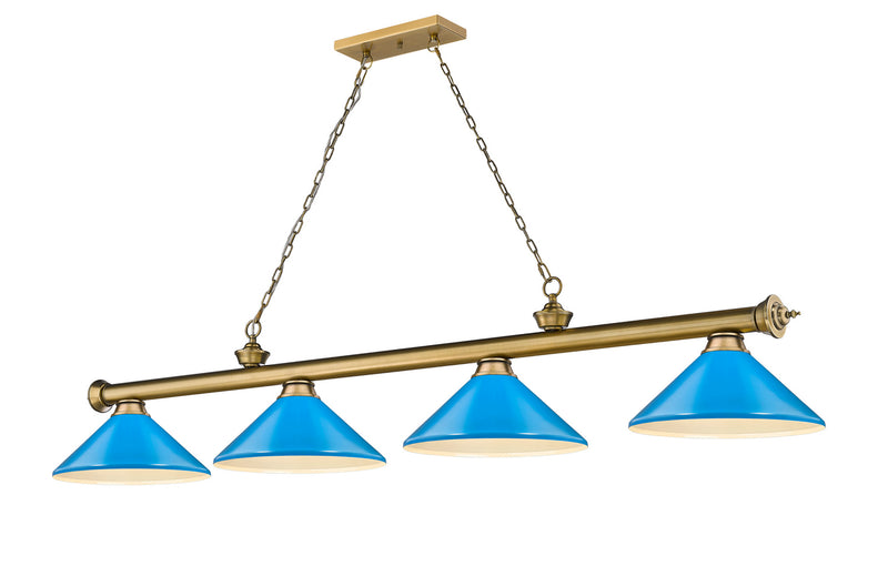 Z-Lite 2306-4RB-MEB Four Light Billiard, Rubbed Brass