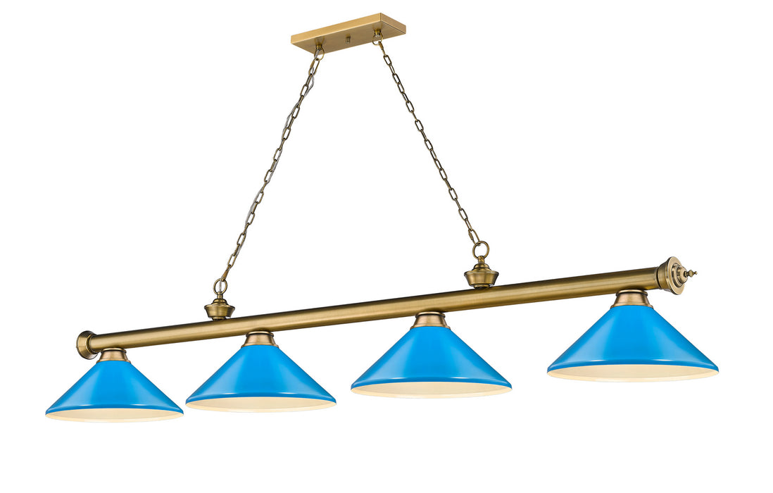 Z-Lite 2306-4RB-MEB Four Light Billiard, Rubbed Brass