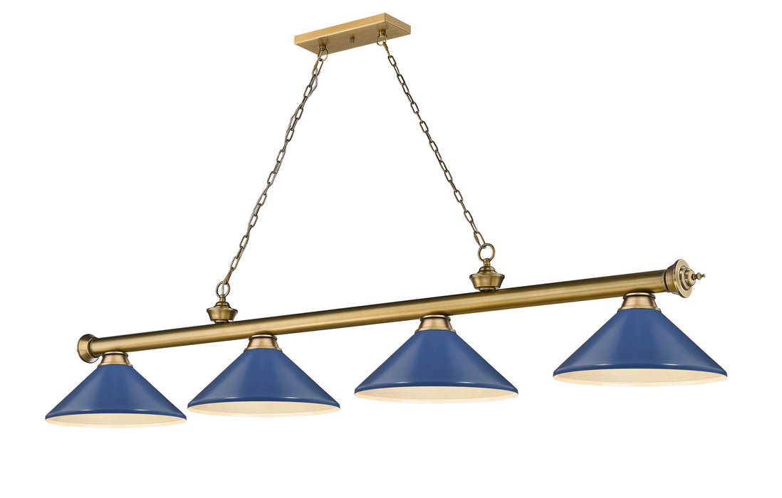 Z-Lite 2306-4RB-MNB Four Light Billiard, Rubbed Brass