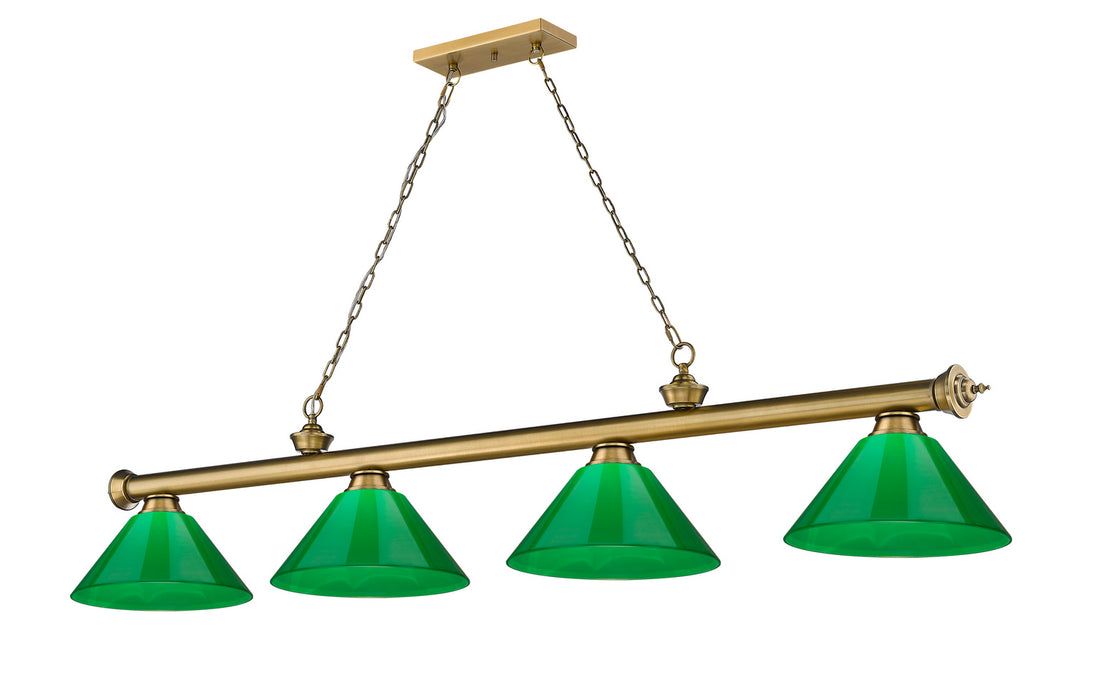 Z-Lite 2306-4RB-PGR Four Light Billiard, Rubbed Brass