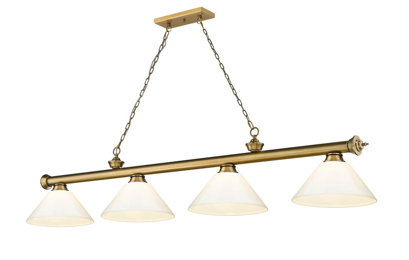 Z-Lite 2306-4RB-PWH Four Light Billiard, Rubbed Brass
