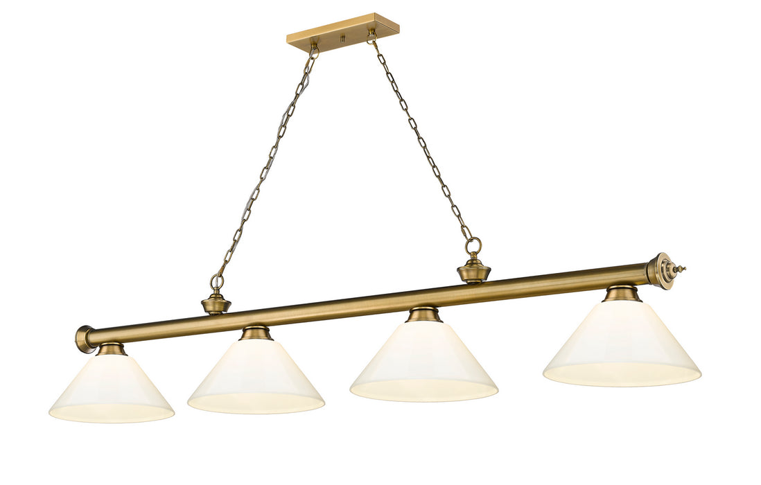 Z-Lite 2306-4RB-PWH Four Light Billiard, Rubbed Brass