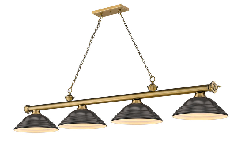 Z-Lite 2306-4RB-SBRZ Four Light Billiard, Rubbed Brass