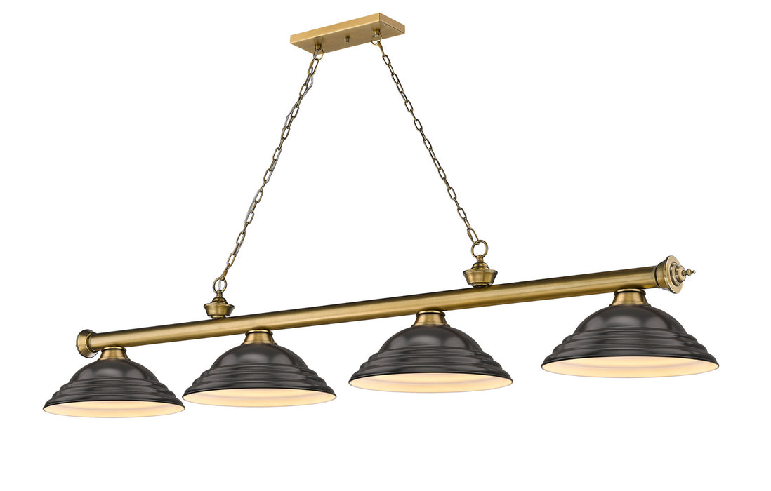 Z-Lite 2306-4RB-SBRZ Four Light Billiard, Rubbed Brass