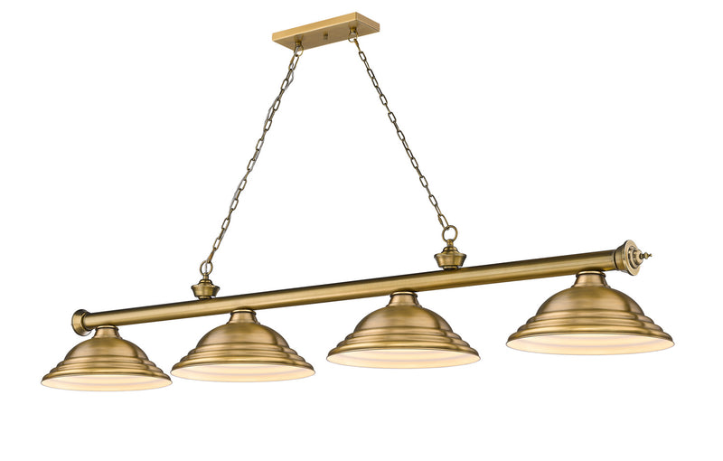 Z-Lite 2306-4RB-SRB Four Light Billiard, Rubbed Brass