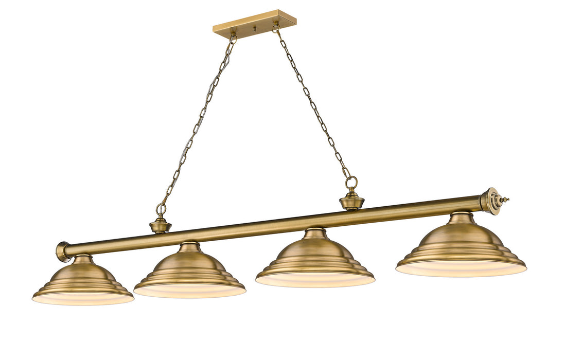 Z-Lite 2306-4RB-SRB Four Light Billiard, Rubbed Brass