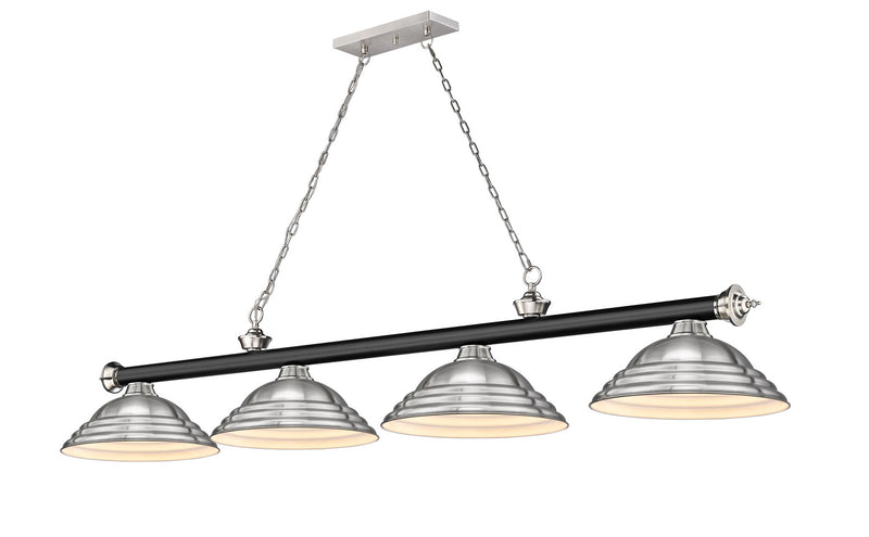 Z-Lite 2306-4MB-BN-SBN Four Light Billiard, Matte Black + Brushed Nickel
