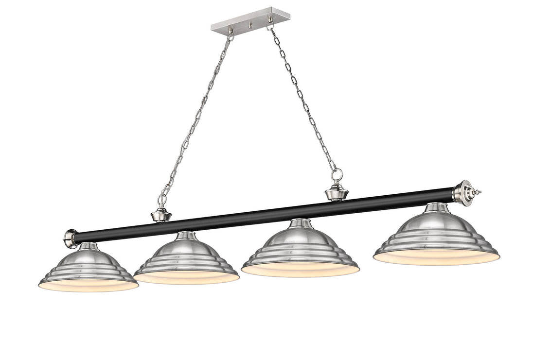Z-Lite 2306-4MB-BN-SBN Four Light Billiard, Matte Black + Brushed Nickel