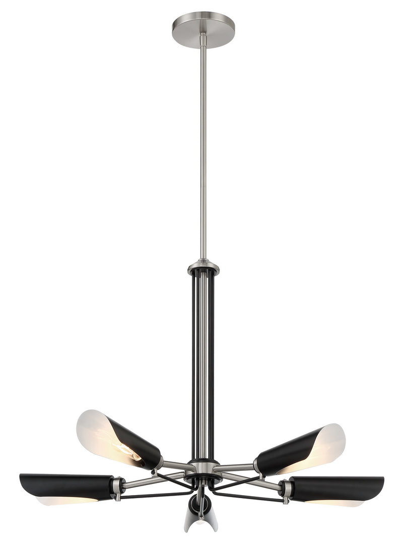 George Kovacs P1695-691 Five Light Chandelier, Coal With Brushed Nickel