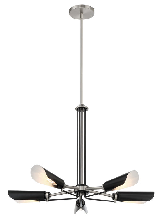 George Kovacs P1695-691 Five Light Chandelier, Coal With Brushed Nickel