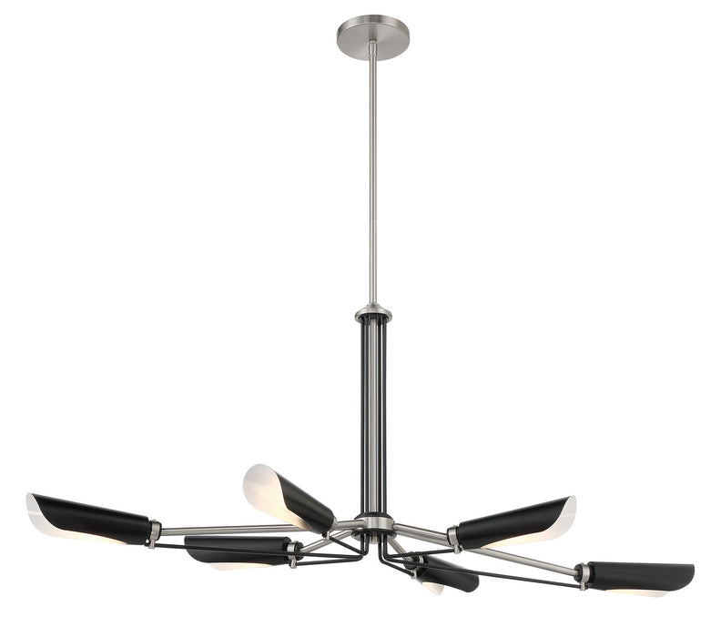 George Kovacs P1697-691 Six Light Island Pendant, Coal With Brushed Nickel