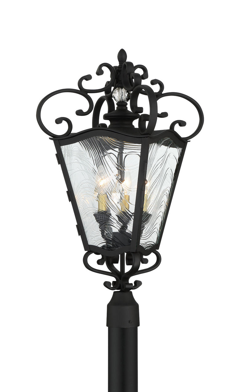 Minka-Lavery 9336-661 Three Light Outdoor Post Mount, Coal W/Honey Gold Highlight