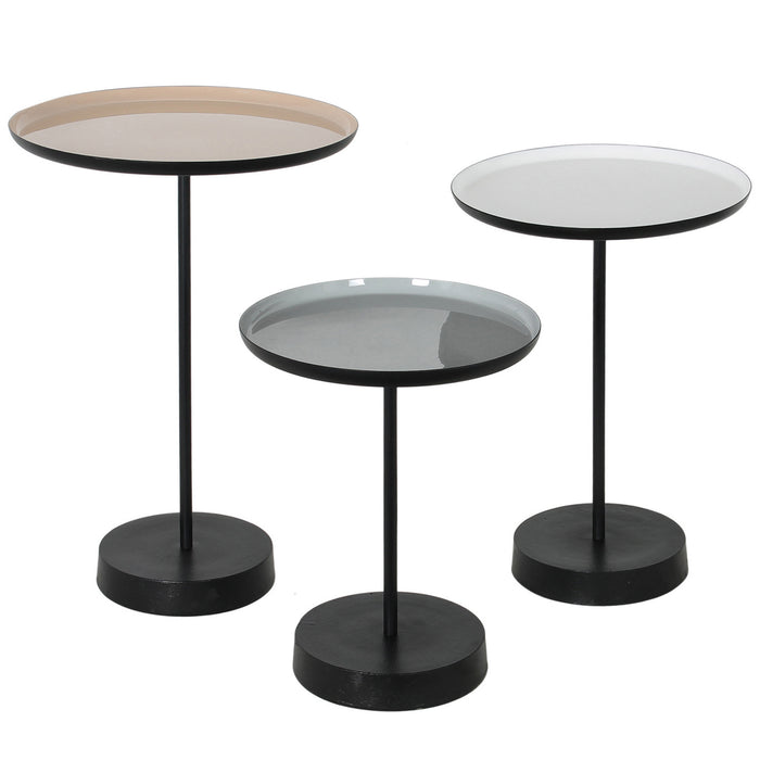 Renwil TA111 Accent Table, White/Beige/Grey Powder Coated/ Enamel