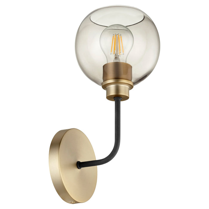 Quorum 572-1-6980 One Light Wall Mount, Textured Black w/ Aged Brass
