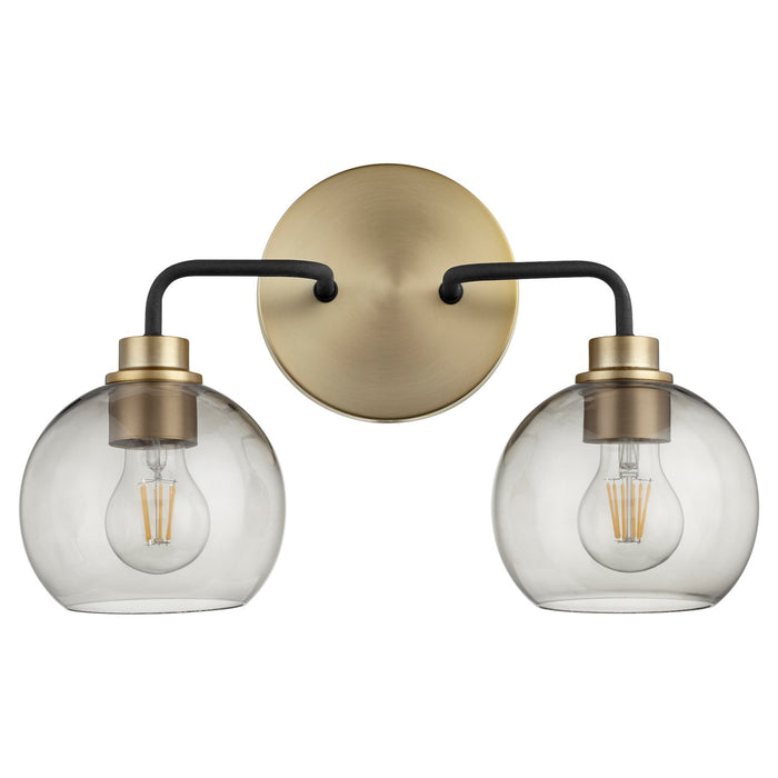 Quorum 572-2-6980 Two Light Vanity, Textured Black w/ Aged Brass
