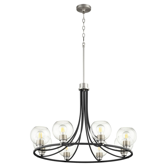 Quorum 672-8-6965 Eight Light Chandelier, Textured Black w/ Satin Nickel
