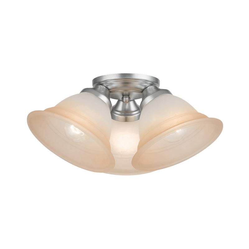 Livex Lighting 40729-81 Three Light Flush Mount, Painted Satin Nickel