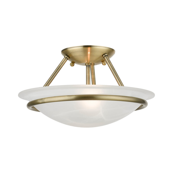 Livex Lighting 4823-01 Two Light Semi-Flush Mount, Antique Brass