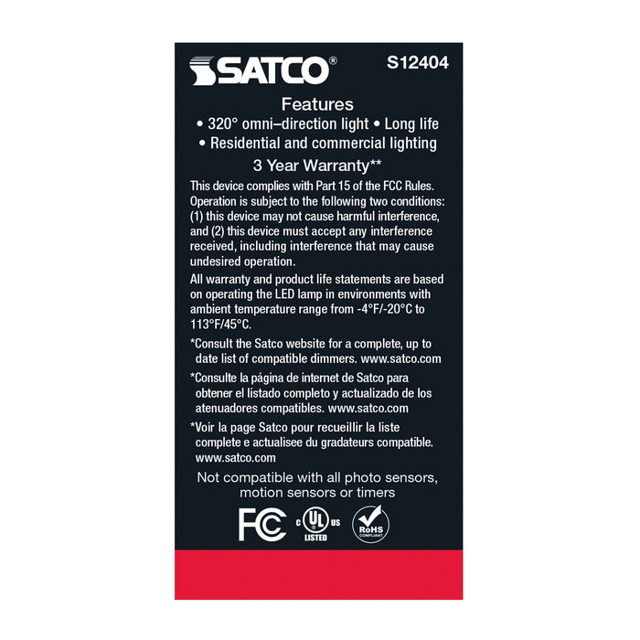 Satco S12404 Light Bulb, Soft White