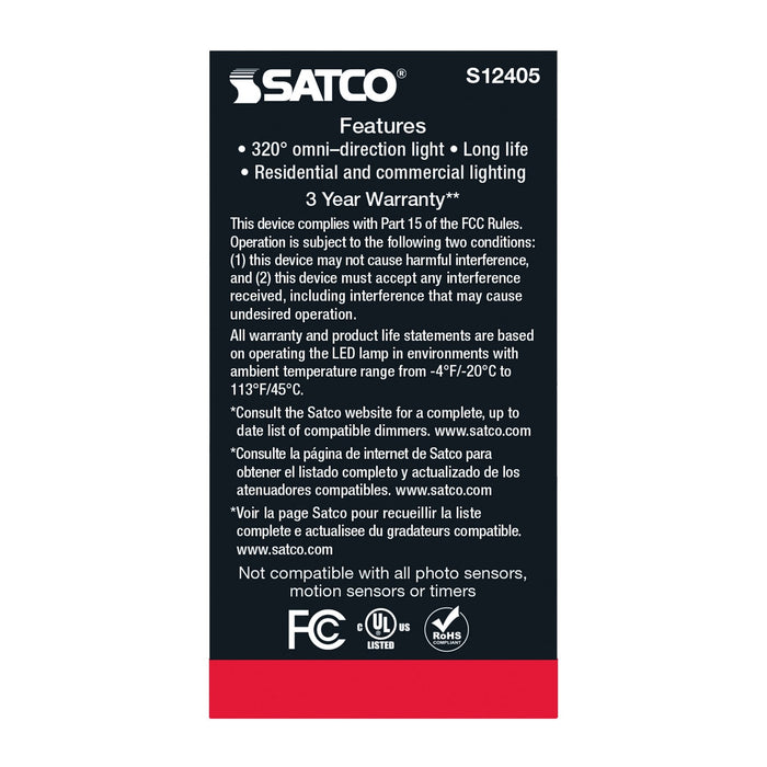 Satco S12405 Light Bulb, Soft White