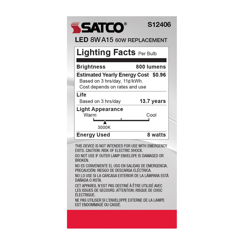 Satco S12406 Light Bulb, Clear