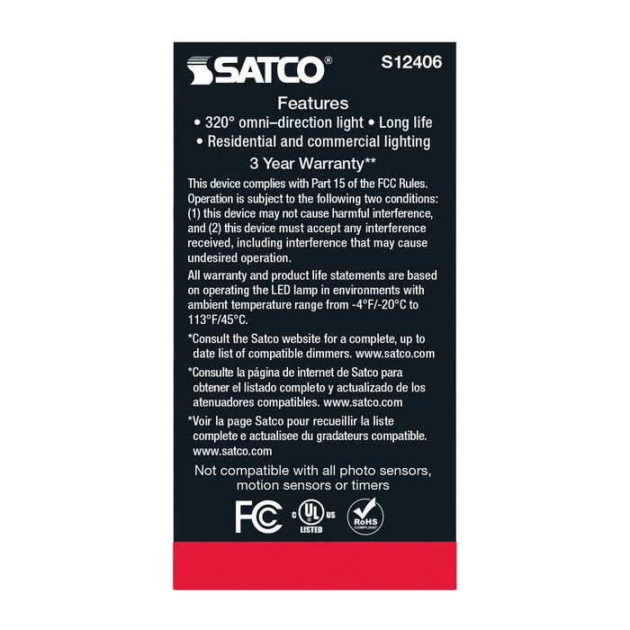 Satco S12406 Light Bulb, Clear
