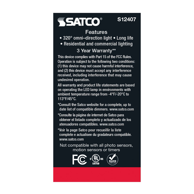 Satco S12407 Light Bulb, Soft White