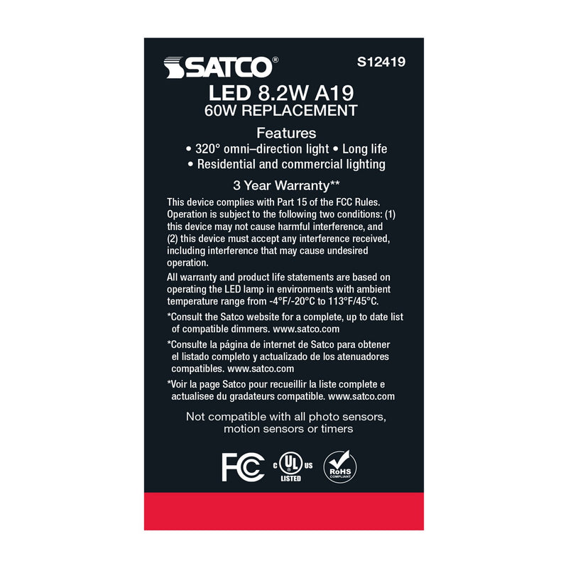 Satco S12419 Light Bulb, Soft White
