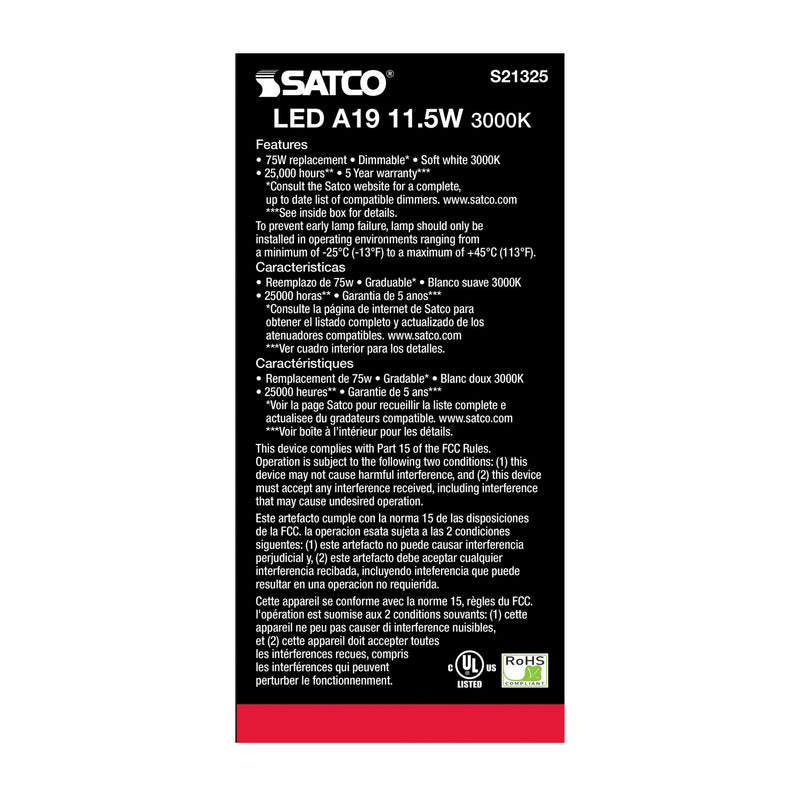 Satco S21325 Light Bulb, Frost