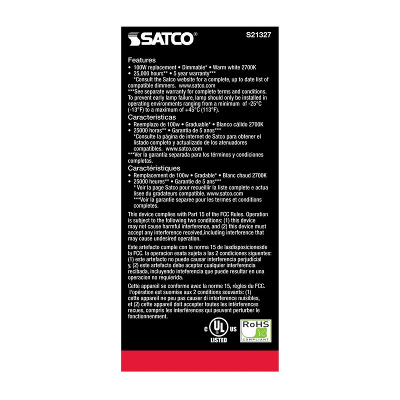 Satco S21327 Light Bulb, Frost