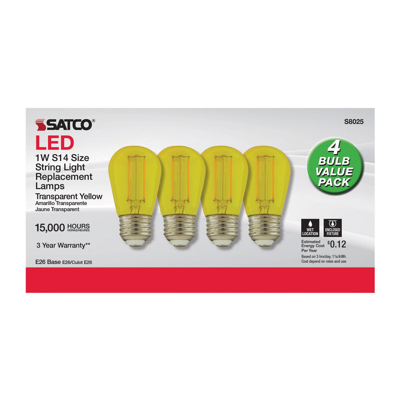 Satco S8025 Light Bulb, Transparent Yellow